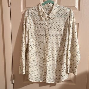 Talbots Cream and color  Polka Dot Womens  Shirt
